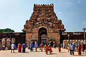 The great Chola temples of Tamil Nadu - The Brihadishwara Temple of Thanjavur. The first (outer) entrance gopura. 